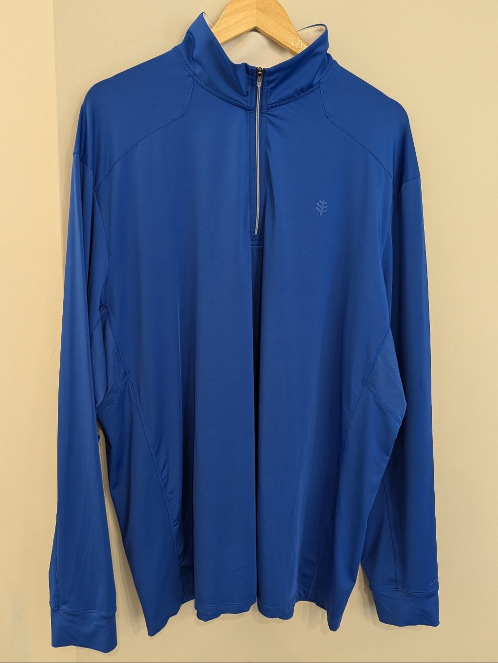 NEW Coolibar Mens Royal Blue SPF50+ Quarter Zip Golf Shirt XXL